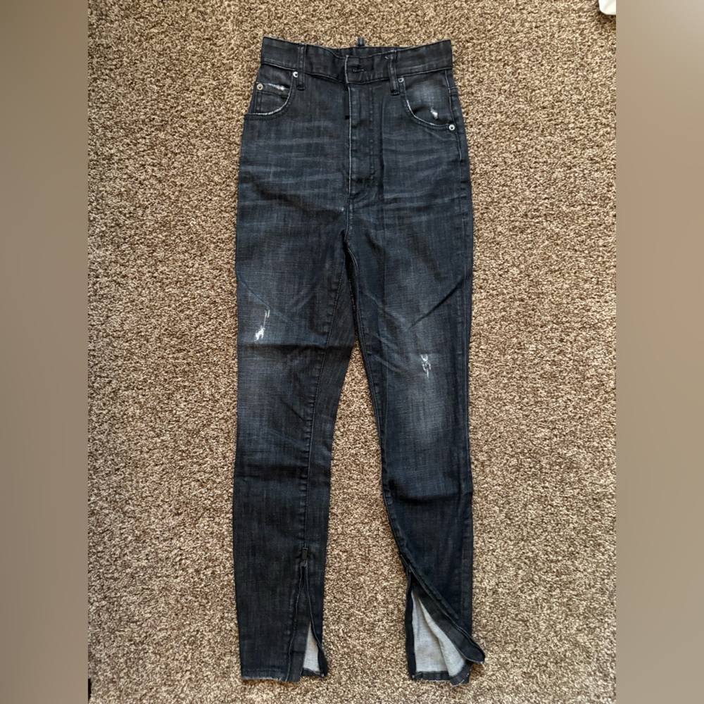 Dsquared2 Women's Jeans IT 38 Zip Ankle Gray with Silver Hardware Straight Jeans